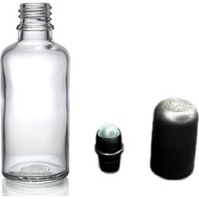Zylan Ambalaj 50 ml Şeffaf Cam Şişe Roll-On Şişe, 12 Adet