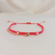 Crystal Atelier Pembe Örgü İp İnci Boncuk ve Beyoğlu Taşı Süslemeli Bileklik – İnci Boncuk Çift Sıra Pembe Örgü Bileklik - Pembe Örgü İp Arkadaş Bilekliği