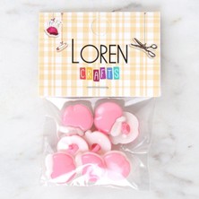 Loren Crafts Pembe 8'li Düğme - 3004