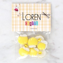 Loren Crafts Sarı 8'li Düğme - 3005