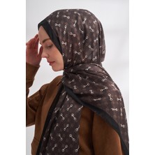 Armanda Monogram Desen Ithal Vual Şal - Çikolata