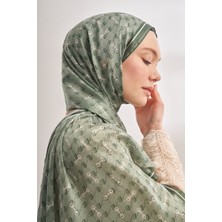 Armanda Monogram Desen Ithal Vual Şal - Keten Yeşili