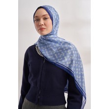 Armanda Monogram Desen Ithal Vual Şal - Bebe Mavisi