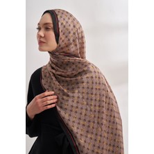 Armanda Monogram Desen Ithal Vual Şal - Açık Vizon-Siyah