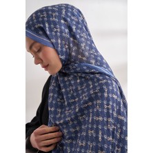 Armanda Monogram Desen Ithal Vual Şal - Indigo