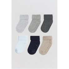 Mem Socks 6'lı Organik Pamuklu  Kaydırmaz Bebek-Çocuk Çorabı