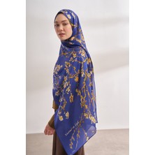 Armanda Van Gogh Imzalı Ünlü Almond Blossoms Desen Şal - Parlement Mavisi