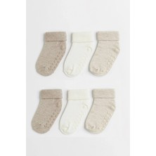 Mem Socks 6'lı Organik Pamuklu  Kaydırmaz Bebek-Çocuk Çorabı