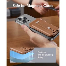 5 Kart Için Cüzdan Standı, Manyetik Parmak Halkalı Kart Tutucu, Magsafe ve Halolock ile Uyumlu, Kahve