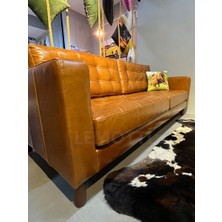 Limon' dan Elegante Hakiki Deri Modern Üçlü Koltuk