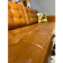 Limon' dan Elegante Hakiki Deri Modern Üçlü Koltuk