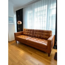 Limon' dan Elegante Hakiki Deri Modern Üçlü Koltuk