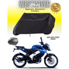 Bajaj Pulsar Ns 200  Arka Çanta Uyumlu Siyah Motosiklet Brandası,örtüsü