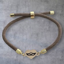 Archin Kalp Figürlü 14 Ayar Altın Plakalı Özel Semboller Desenli Muazzam Bileklik