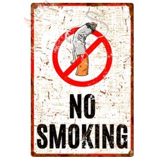 Hayg Equipment No Smoking, Hasta Karikatürlü Pas Görünümlü Sigara Içmek Yasaktır Dekoratif Alüminyum Uyarı Levhası