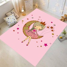 Your Clothing Ay Üstündeki Oturan Kız Modeli Kız Çocuk Odası Halısı Pembe Renkli Halılar