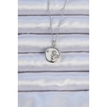 Skygo 316L Çelik Zincir Gümüş Renk Zirkon Taşlı Mineli Melek Kolye - TJ-BKO9086