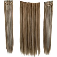 Colezium Fiber Sentetik Düz Yarım Ay + 2 Yan Çıt Çıt - Karamel Platin Röfleli