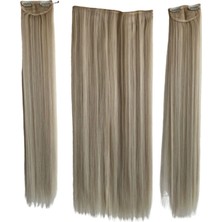 Colezium Fiber Sentetik Düz Yarım Ay + 2 Yan Çıt Çıt - Kumral Beyaz Platin Röfleli