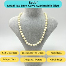 Yıldız Doğal Taş Sertifikalı Sedef Doğal Taş 6mm Makrome Kolye 45 cm- 55 cm Ayarlanabilir Ölçü
