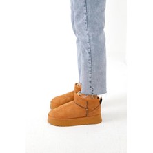 Step Up Kadın Taba Ultra Mini Içi Kürklü Süet Bot 3cm