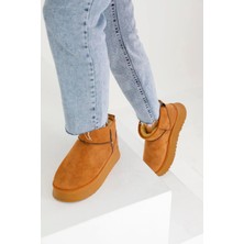 Step Up Kadın Taba Ultra Mini Içi Kürklü Süet Bot 3cm