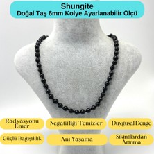 Yıldız Doğal Taş Sertifikalı Shungite Doğal Taş 6mm Makrome Kolye 45 cm- 55 cm Ayarlanabilir Ölçü