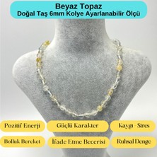 Yıldız Doğal Taş Sertifikalı Beyaz Topaz Doğal Taş 6mm Makrome Kolye 45 cm- 55 cm Ayarlanabilir Ölçü