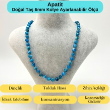 Yıldız Doğal Taş Sertifikalı Apatit  Doğal Taş 6mm Makrome Kolye 45 cm- 55 cm Ayarlanabilir Ölçü