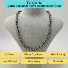 Yıldız Doğal Taş Sertifikalı Terahertz Doğal Taş 6mm Makrome Kolye 45 cm- 55 cm Ayarlanabilir Ölçü