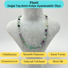 Yıldız Doğal Taş Sertifikalı Florit Doğal Taş 6mm Makrome Kolye 45 cm- 55 cm Ayarlanabilir Ölçü