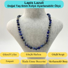 Yıldız Doğal Taş Sertifikalı Lapis Lazuli Doğal Taş 6mm Makrome Kolye 45 cm- 55 cm Ayarlanabilir Ölçü