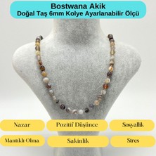 Yıldız Doğal Taş Sertifikalı Bostwana Akik Doğal Taş 6mm Makrome Kolye 45 cm- 55 cm Ayarlanabilir Ölçü