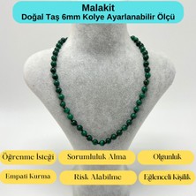 Yıldız Doğal Taş Sertifikalı Malakit Doğal Taş 6mm Makrome Kolye 45 cm- 55 cm Ayarlanabilir Ölçü