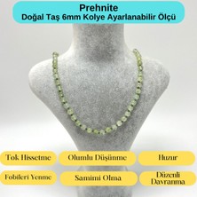 Yıldız Doğal Taş Sertifikalı Prehnit Doğal Taş 6mm Makrome Kolye 45 cm- 55 cm Ayarlanabilir Ölçü