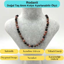 Yıldız Doğal Taş Sertifikalı Rodanit Doğal Taş 6mm Makrome Kolye 45 cm- 55 cm Ayarlanabilir Ölçü