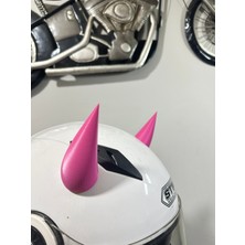 3dpazarıcom Motor & Motosiklet 3D Baskı Kask Dış Aksesuar Pembe Şeytan Boynuzu