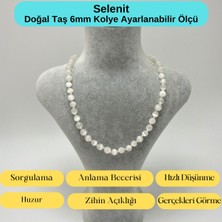 Yıldız Doğal Taş Sertifikalı Selenit Doğal Taş 6mm Makrome Kolye 45 cm- 55 cm Ayarlanabilir Ölçü