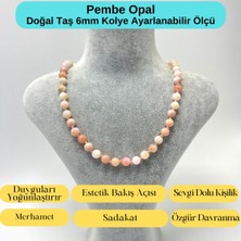 Yıldız Doğal Taş Sertifikalı Pembe Opal Doğal Taş 6mm Makrome Kolye 45 cm- 55 cm Ayarlanabilir Ölçü
