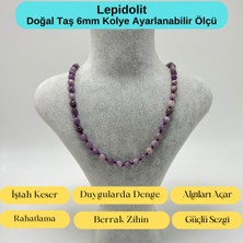 Yıldız Doğal Taş Sertifikalı Lepidolit Doğal Taş 6mm Makrome Kolye 45 cm- 55 cm Ayarlanabilir Ölçü