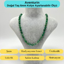 Yıldız Doğal Taş Sertifikalı Aventurin Doğal Taş 6mm Makrome Kolye 45 cm- 55 cm Ayarlanabilir Ölçü