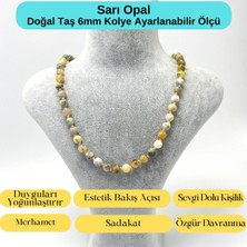 Yıldız Doğal Taş Sertifikalı Sarı Opal Doğal Taş 6mm Makrome Kolye 45CM- 55CM Ayarlanabilir Ölçü