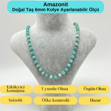 Yıldız Doğal Taş Sertifikalı Amazonit Doğal Taş 6mm Makrome Kolye 45 cm- 55 cm Ayarlanabilir Ölçü