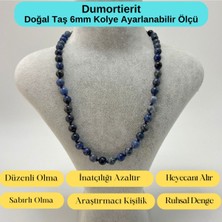Yıldız Doğal Taş Sertifikalı Dumortierit Doğal Taş 6mm Makrome Kolye 45 cm- 55 cm Ayarlanabilir Ölçü