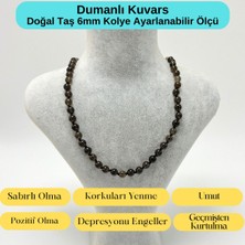 Yıldız Doğal Taş Sertifikalı Dumanlı Kuvars Doğal Taş 6mm Makrome Kolye 45 cm- 55 cm Ayarlanabilir Ölçü