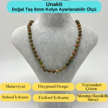 Yıldız Doğal Taş Sertifikalı Unakit Doğal Taş 6mm Makrome Kolye 45 cm- 55 cm Ayarlanabilir Ölçü
