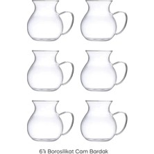 Keyfi Ala Borosilikat 6'lı Çay Bardağı Borosilikat Cam Bardak Takımı Isıya Dayanıklı