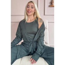 Yeşil Dublin Sabahlıklı Kadın Pijama Takımı