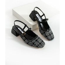 Tuan Tüvit Kumaş Kalın Topuk Günlük Kadın Topuklu Ayakkabı