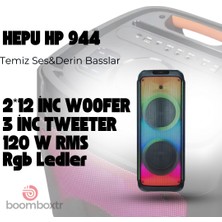 Hepu 944 Profesyonel Taşınabilir Bluetooth Hoparlör 30CM*2 Subwoofer